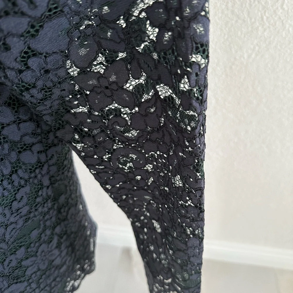 Tory Burch Navy Floral Lace Blouse